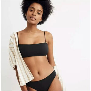 Madewell Women's Second Wave Bandeau Top and Classic Bikini Bottom Set Black M